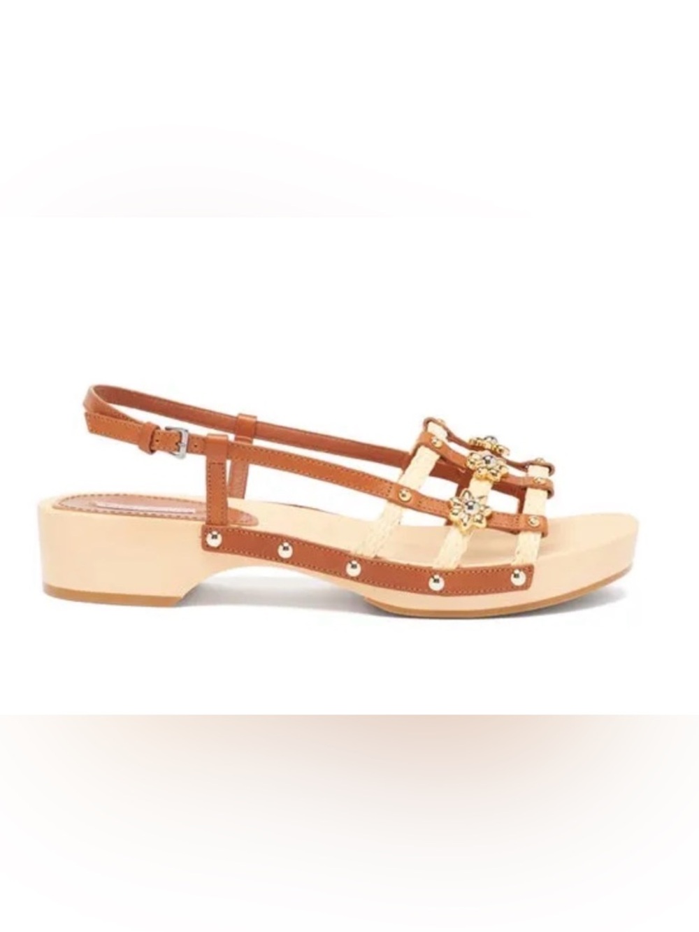 Fabrizio Viti Sofia Leather & Raffia Sandal Size 11 Luxury Coastal Vacation Boho